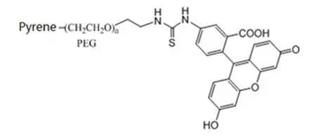 Pyrene-PEG2000-FITC，Pyrene-PEG2000-Fluorescent 含有芘丁酸和荧光素的PEG试剂