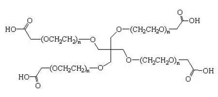 四臂-聚乙二醇-羧基，4-Arm-PEG-Acid，PEG和COOH基团之间存在亚甲基（CH2）键