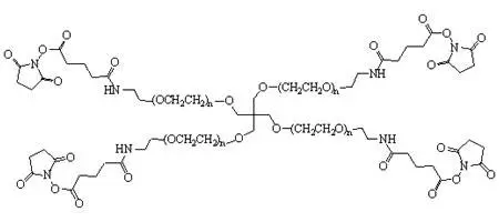 4-Arm PEG2000-GAS，四个臂连接到一个季戊四醇核的每个末端具有琥珀酰亚胺NHS酯基