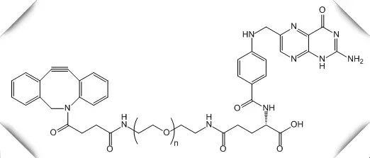 叶酸PEG衍生物DBCO-PEG-Folate,DBCO-PEG-FA,二苯基环辛炔-聚乙二醇-叶酸